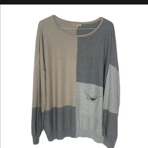 Thin Knit Sweater Size XL Color Block Long Sleeve